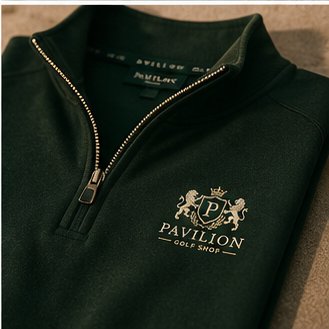 Quarter-zip collar and zipper detail